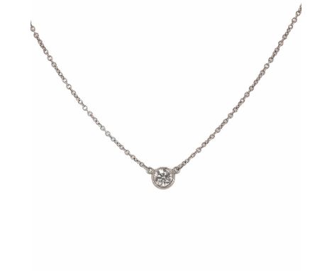 A platinum 'Diamonds by the yard' single stone diamond necklace, by Tiffany & Co., designed by Elsa Peretti, with a single ro