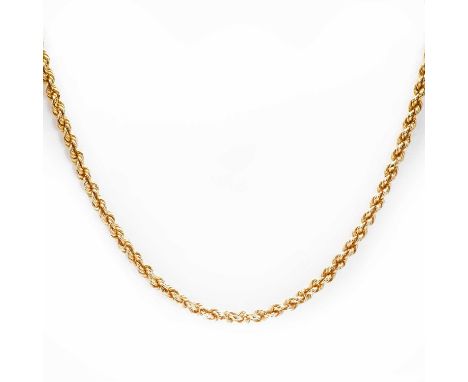 A high carat gold rope link necklace, a gold rope link chain, to an S hook clasp, 4.90mm wide, 450mm long, stamped '916', tes