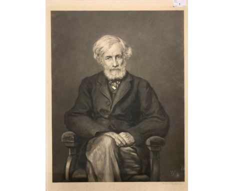 Hubert Von Herkomer (1849-1914), Portrait of a seated gent, black and white mezzotint, unframed, signed in pencil to lower ma