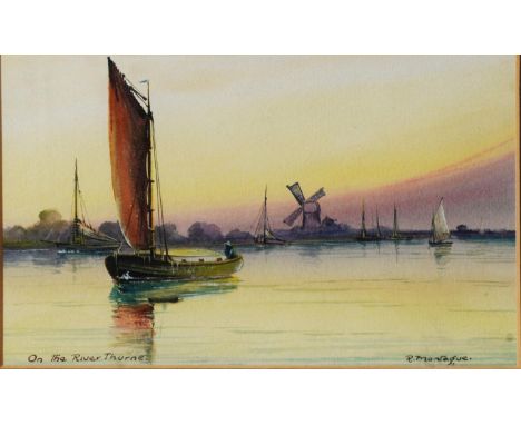 R. MONTAGUE (TWENTIETH/ TWENTY FIRST CENTURY) THREE WATERCOLOURS  ‘On the River Thurne’, river and coast scenes with fishing 