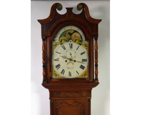 E. BELL &amp; SON, UTTOXETER, GEORGE III LATE 18th CENTURY OAK AND MAHOGANY CROSSBANDED LONGCASE CLOCK, with 8 days striking 