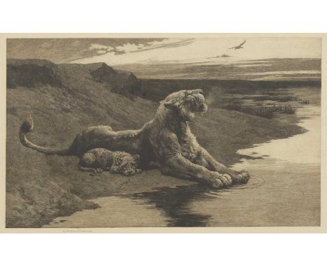 Herbert Thomas Dicksee RE (1862-1942) 'Maternal Care'etching, signed 'Herbert Dicksee' in pencil l.l., signed with initials i