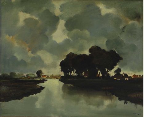 ▲ Albert Claeys (Belgian, 1889-1967) A river landscapesigned 'Claeys' l.r., oil on canvas80 x 100cmCondition ReportOverall: 1