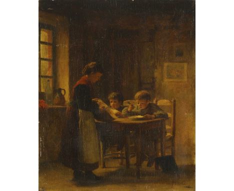 Jean-Pierre Haag (French, 1842-1921) Breakfast timesigned 'J HAAG' l.r., oil on panel41 x 32.5cm, unframedCondition ReportCra