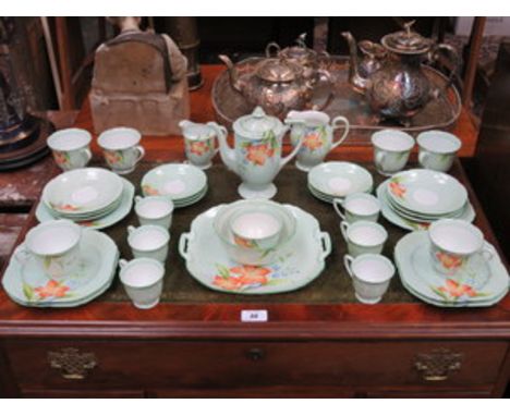 PARCEL OF NORITAKE FLORAL DECORATED TEAWARE, APPROXIMATELY THIRTY-SIX PIECES 