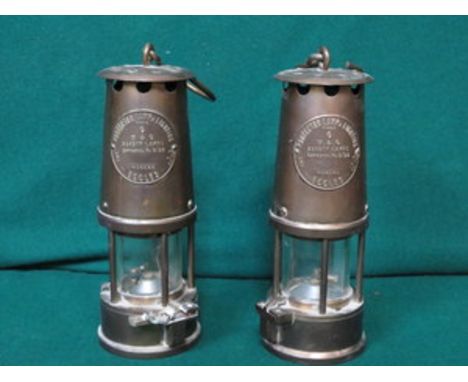 TWO VINTAGE BRASS MINERS LAMPS 