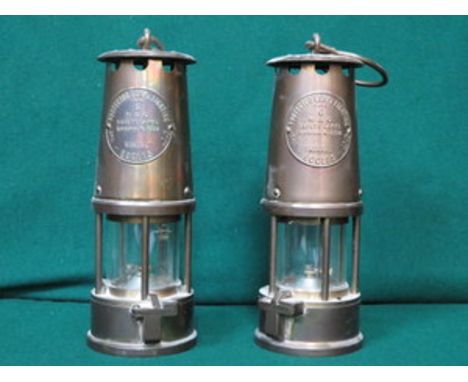 TWO VINTAGE BRASS MINERS LAMPS 