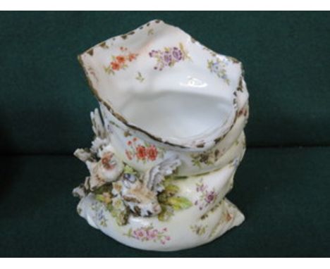 CONTINENTAL STYLE FLORAL DECORATED CERAMIC POSY VASE DEPICTING TWO BIRDS, APPROXIMATELY 12cm HIGH 