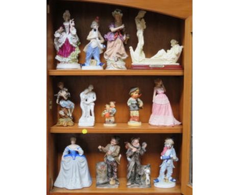 PARCEL OF GLAZED AND UNGLAZED CERAMIC FIGURES INCLUDING WEDGWOOD, HUMMEL, ETC. 