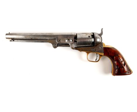 A Colt single-action, six-shot, percussion, Army revolver. The 8" octagonal, sighted barrel, with New York address and 142561