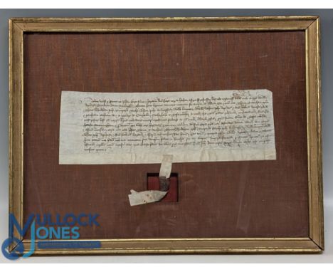 1456 Framed Charter with wax seal - a charter of John Baret son and heir of Richard Baret, late of Hecham appointing as his l