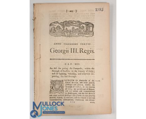 Ludlow Town Improvements – 1793 original Act of Parliament for Paving Footpaths, Lighting &amp; Watching and Improving the Bo