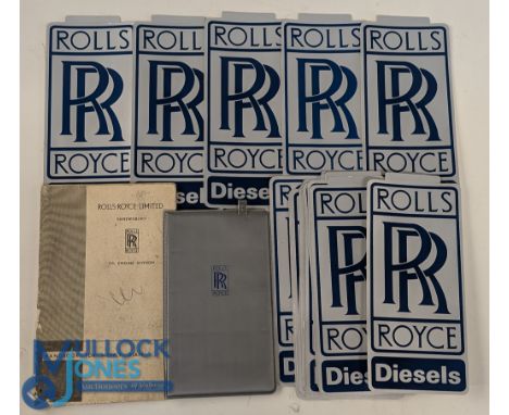 Period Rolls Royce Diesel Stickers, Shrewsbury Rolls Royce oil engine handbook 1964, plastic wallet and pin badge 23 good sti