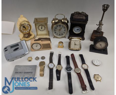 Wrist Watches Clock Collection: a mixed lot of new and old assorted clocks and watches to include a pocket watch movement, ma