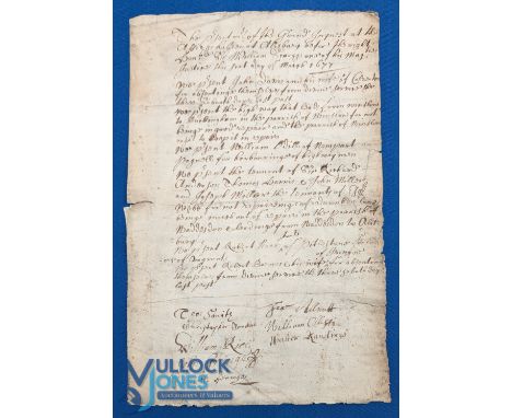 Highway Men 1677 manuscript list of defendants appearing at the Aylesbury Assizes in March 1677 before the legendary Justice 