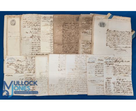 Spanish Documents c1850: a qty of original manuscript documents in Spanish, some relating to the Spanish slave trade, a paten