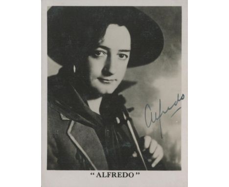 Alfred signed vintage black and white photo 3, 5x2, 5 Inch, Alfredo the Vagabond Violinist, Was a Bandleader and violinist. G