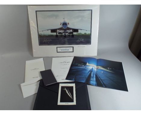 A Collection of Concorde Memorabilia to Include Signed Limited Edition Print, Flight Certificate, Booklet, Stationery Etc.
