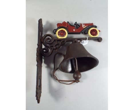 A Cast Iron Door Bell with Vintage Car Motif, Plus Vat. 