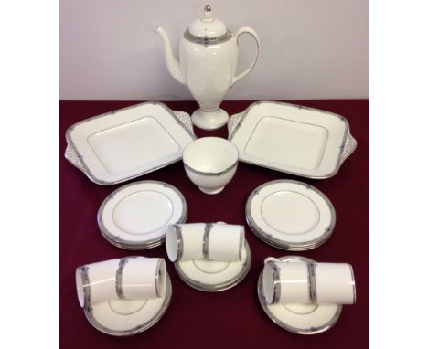 A collection of Wedgwood Amherst coffee and tea wares comprising coffee pot, 6 coffee cans & saucers, 6 six inch tea plates, 