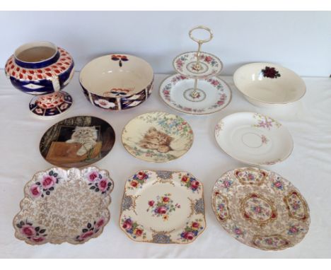 A collection of vintage China to include 2 large Arthur Wood Imari pieces & 2 Royal Worcester limited edition plates.