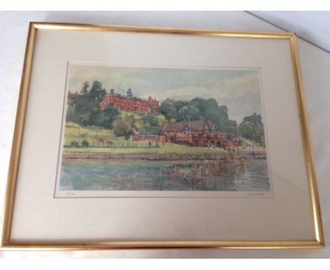 A framed & glazed Limited Edition print of Shrewsbury School by Ken Howard 29/500, 37 x 60cm. Signed in pencil.