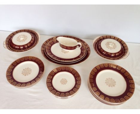 Midwinter vintage part dinner service including 6 dinner/breakfast/side plates, 2 tureens, 3 graduated meat platters & a grav