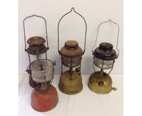 4 vintage Tilley style lamps. Approx 33cm tall.
