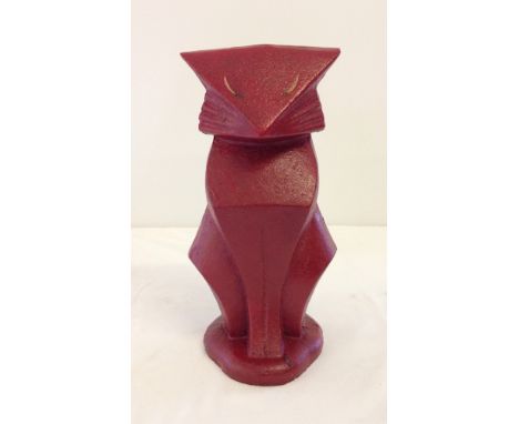 A painted cast iron reproduction Hubley Art Deco style cat doorstop 26cm tall