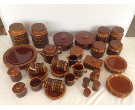 3 boxes of vintage Hornsea Pottery 'Heirloom' pattern ceramics, containing 43 pieces including 6 dinner plates, 12 tea plates