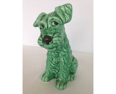 Sylvac green terrier dog, base impressed no. 1379. Approx 20cm tall.