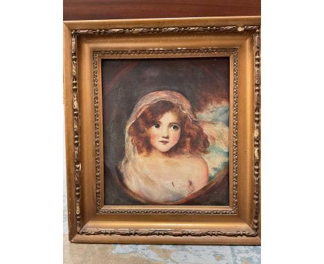 English School, oil on canvas, portrait of a girl, framed, 32cm x 27cm