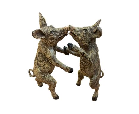 Follower of Bergmann - cold painted bronze group of dancing pigs, 9cm high