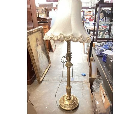 Gilt standard lamp with shade