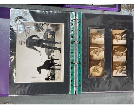 Two folders containing glamour model photographs including 1965 Miss Clacton