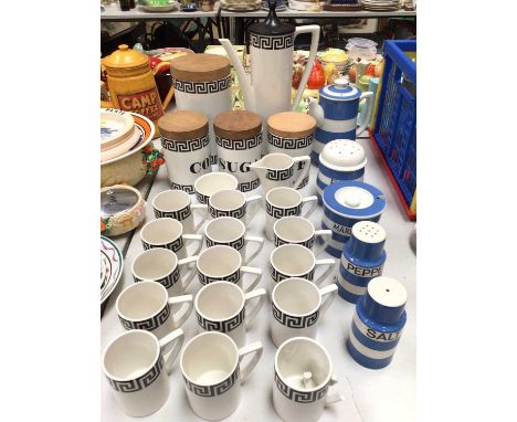 Portmeirion Greek Key coffee service, together with fives pieces of T. G. Green