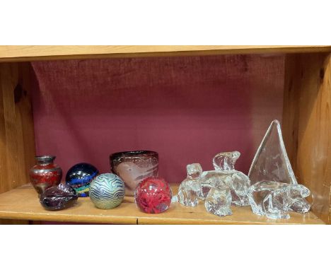 Group of paperweights by Baccarat and others and art glass