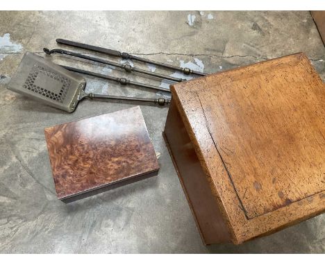 Group of pictures and prints together with a box commode, humidor and other items