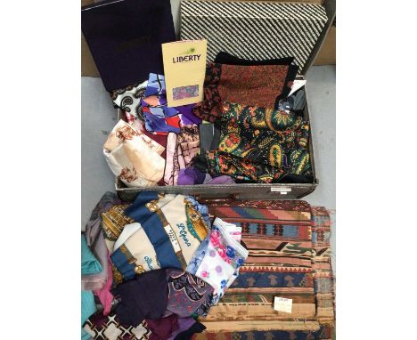 Case of vintage silk and other scarves, Liberty fabric, table linens etcThank you for your enquiry. Whilst it is outside of o