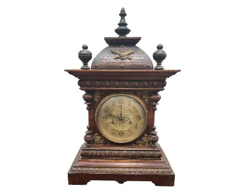 Early 20th century oak mantel clock, 50cm high