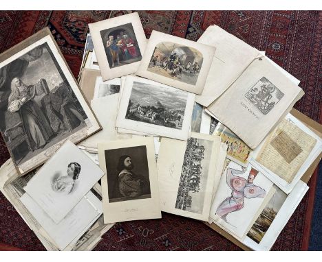 Large collection of 19th century and later engravings, prints and similar items to include Waterloo Cup engravings, views of 