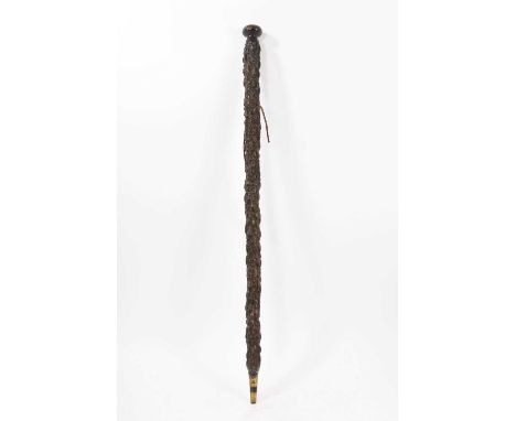 Unusual 19th century sprout stem walking stick, 90cm long