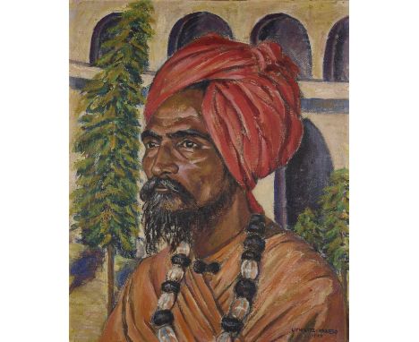 EMMY LICHTWITZ-KRASSO, AUSTRIAN-AMERICAN (1895-1974), PORTRAIT OF A SADHU, 1949  oil on canvas, laid on board, signed and dat