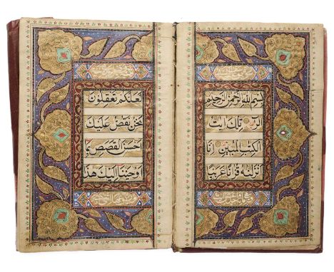 SELECTIONS FROM THE QUR'AN, PROBABLY KASHMIR, 19TH CENTURY, COPIED BY SIRAJ AL-DIN a manuscript in arabic, opening with a dou