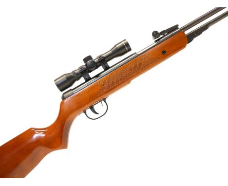 SMK air rifle with slip  SMK under lever air rifle, 18 inch barrel, no serial number, with SMK 4X28 scope, and a gun slip No 