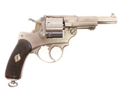 French Ordnance Model 1873 11mm service revolver, 4.25 inch barrel stamped Mle.1873 and S.1877, St Etienne arsenal stamp to t