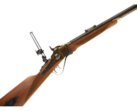 Armi Sport .45-90 Sharps rifle, 34inch octagonal barrel with tunnel front sight and folding ladder rear sight, colour case ha