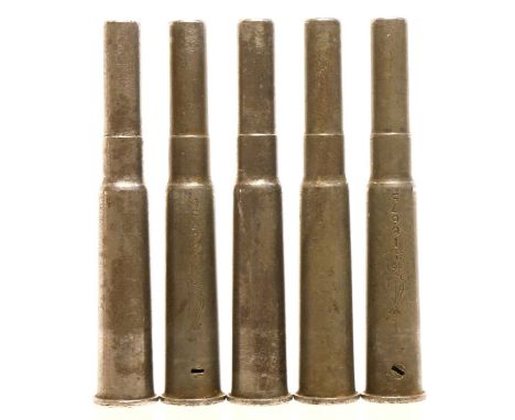 Five rare WD marked WW1 BSA “.303 CUM .22” chamber adapters for Lee Enfield and Pattern 14 rifles.