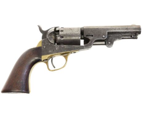 Manhattan .36 percussion revolver, 4inch sighted octagonal barrel with maker address, engraved six shot cylinder with 1859 pa