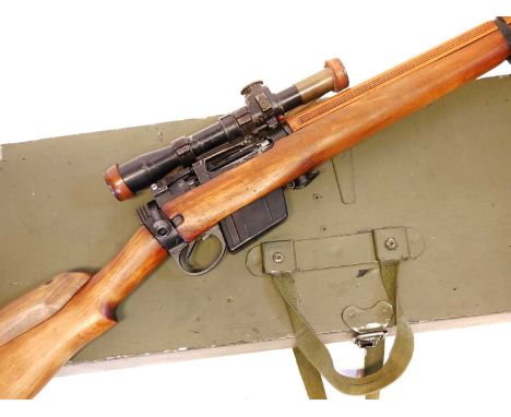 BSA Lee Enfield L42 7.62 bolt action rifle, 28 inch heavy profile barrel, the action stamped XL42EI D70 over the original No.